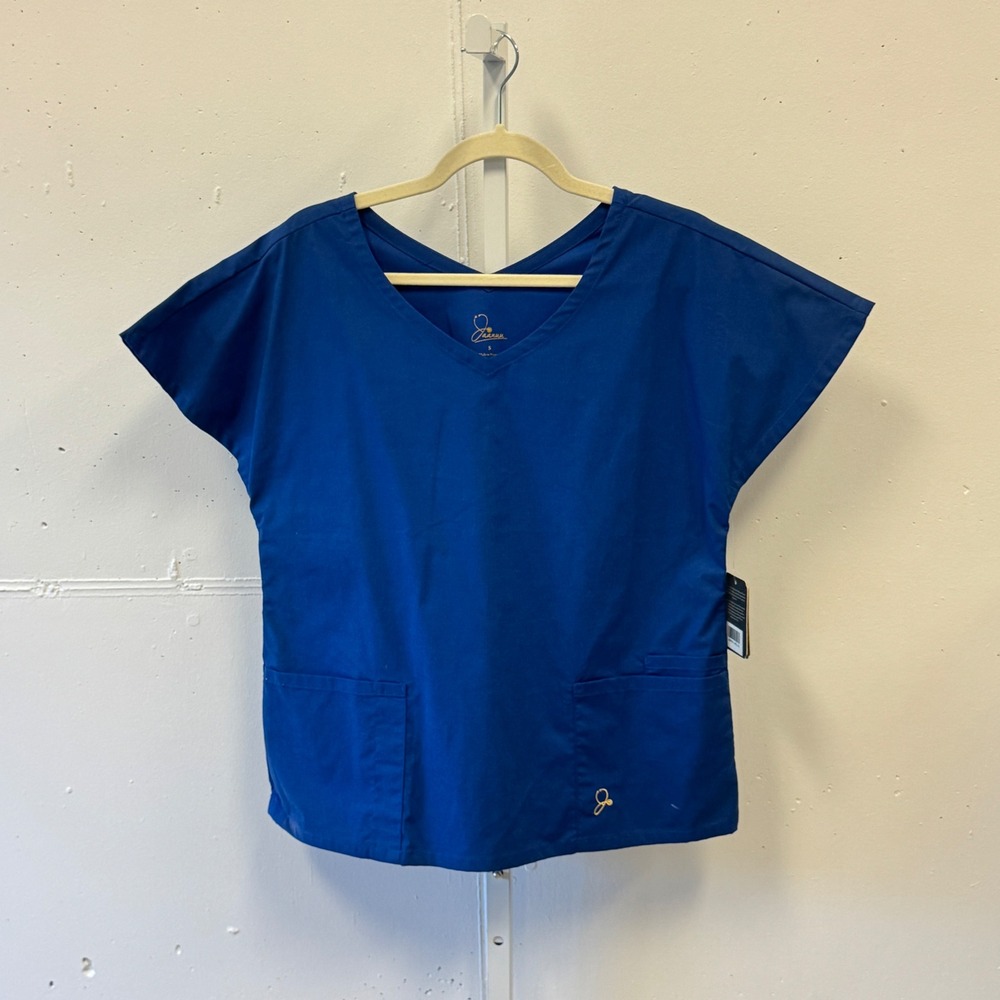 NWT Jaanuu Runway 2 Remedy Royal Blue V-Neck Scrub Top J96001 Women's Small